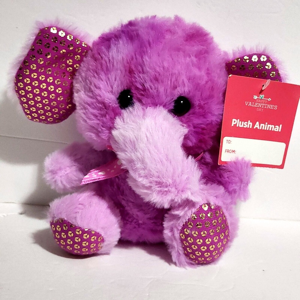 Homerbest Elephant Pink Purple Tie Dye Shiny Ears Feet Plush Valentine 7" New